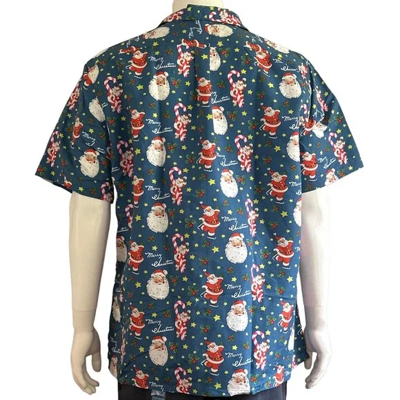 Year in Year Out Men's Short Sleeve Christmas Button Up Dress Shirt Medium - Picture 2 of 4